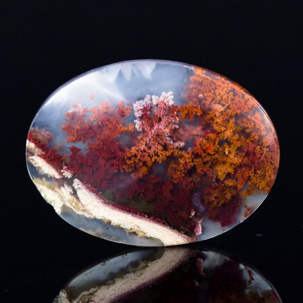 Natural Moss Agate Cabochon with a Beautiful Picture Pattern Indonesia 7.88 g