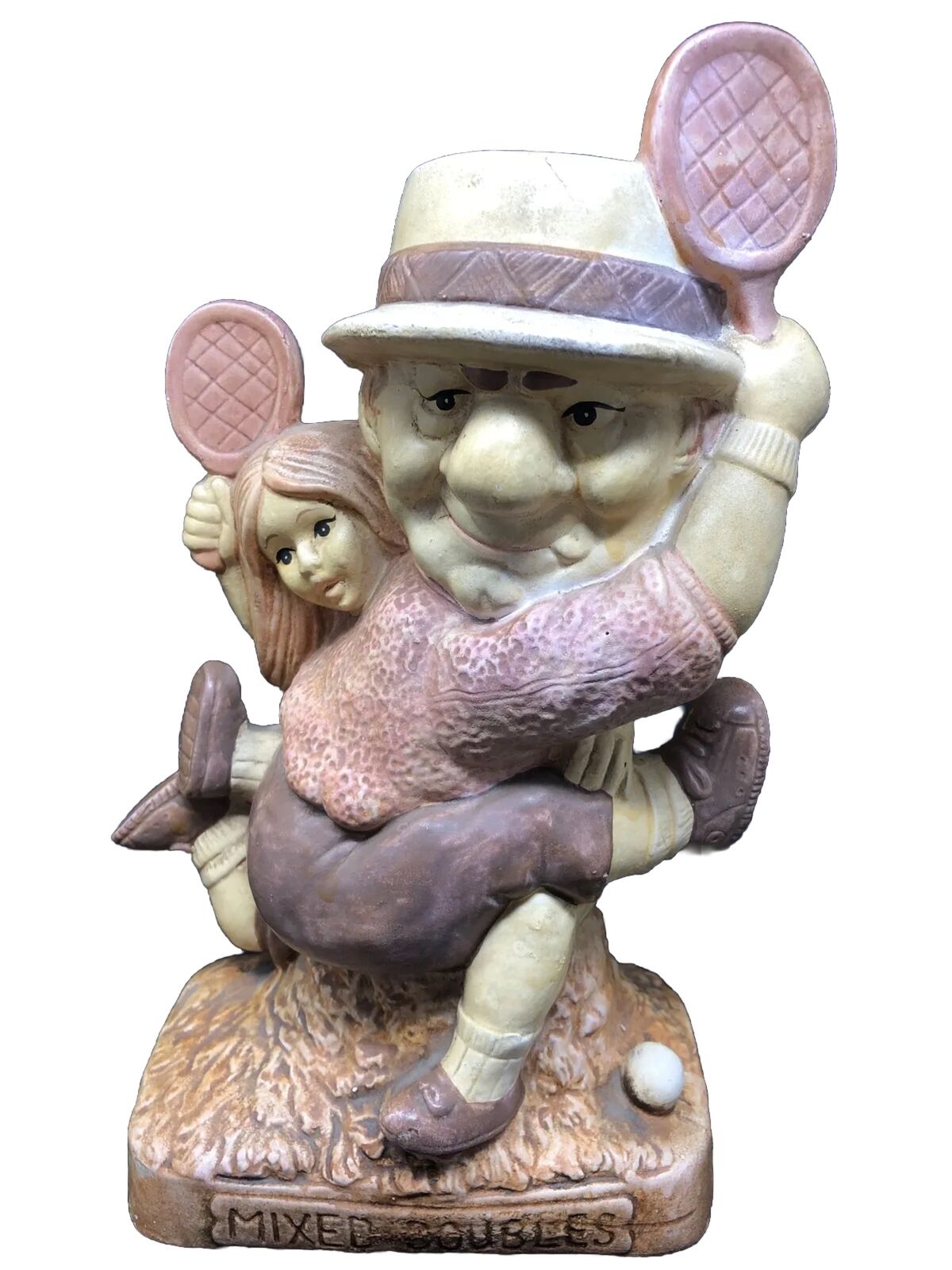 Vintage 1974 ALBERT PRICE Statue Bank MIXED DOUBLES Naughty Tennis Sexy