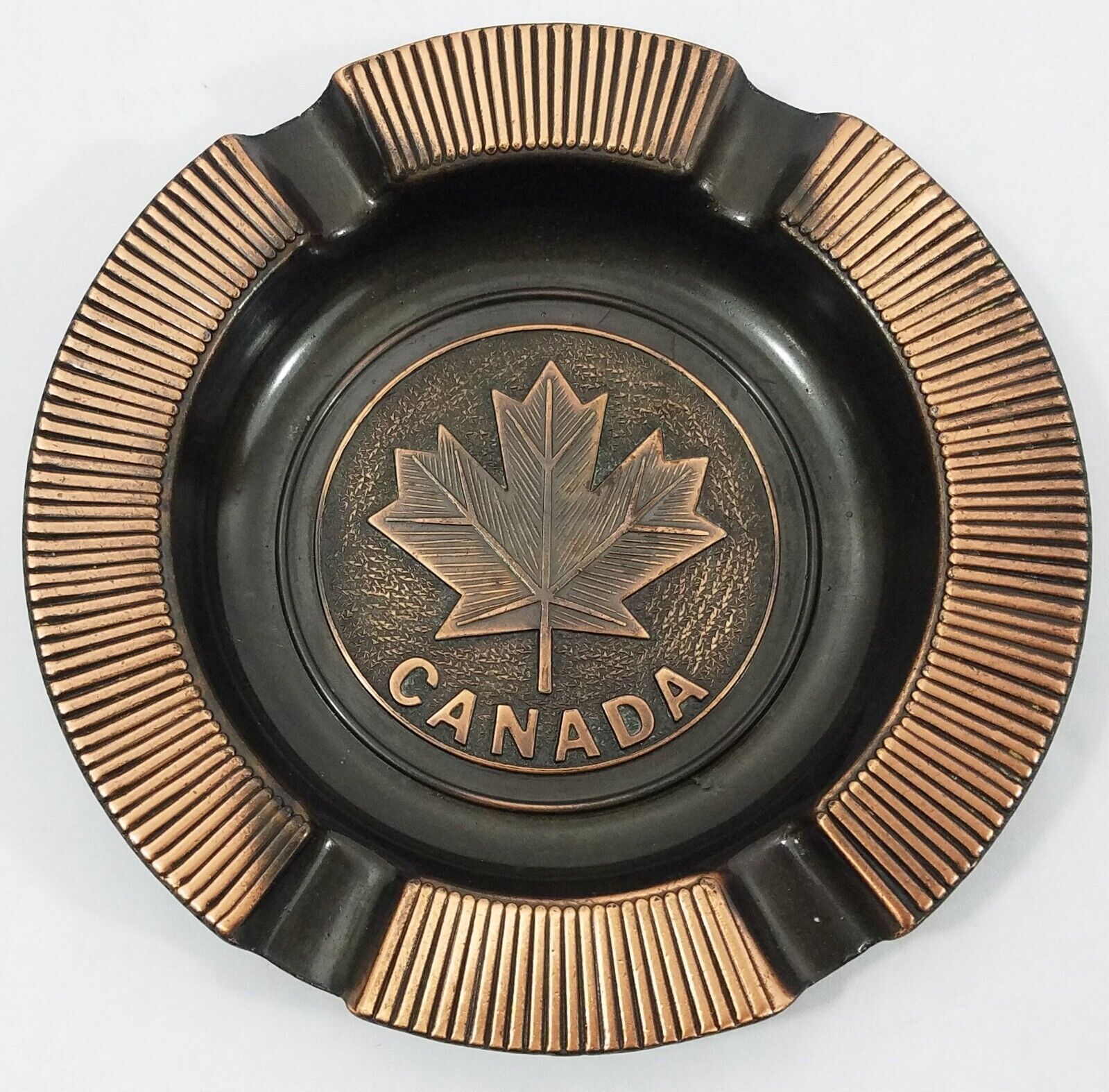 Canadian Maple Leaf Copper Color Ashtray Made In Canada