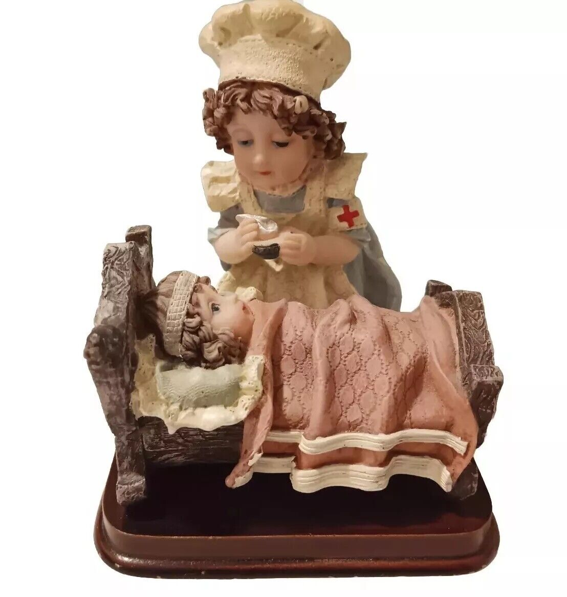 Handpainted Vintage Nurse Caring For A Child Figurine