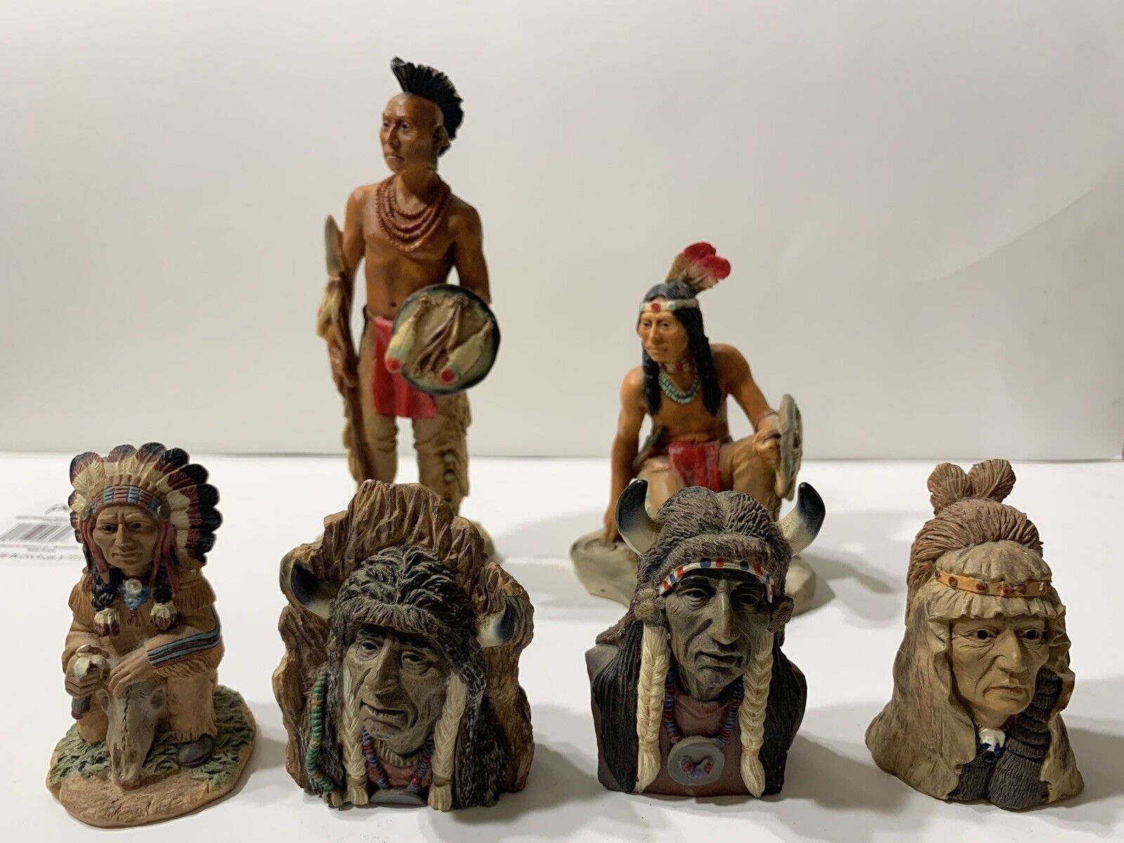 VINTAGE Lot of 6 CASTAGNA Native American Indian Figurines PLUS CARVED Figures