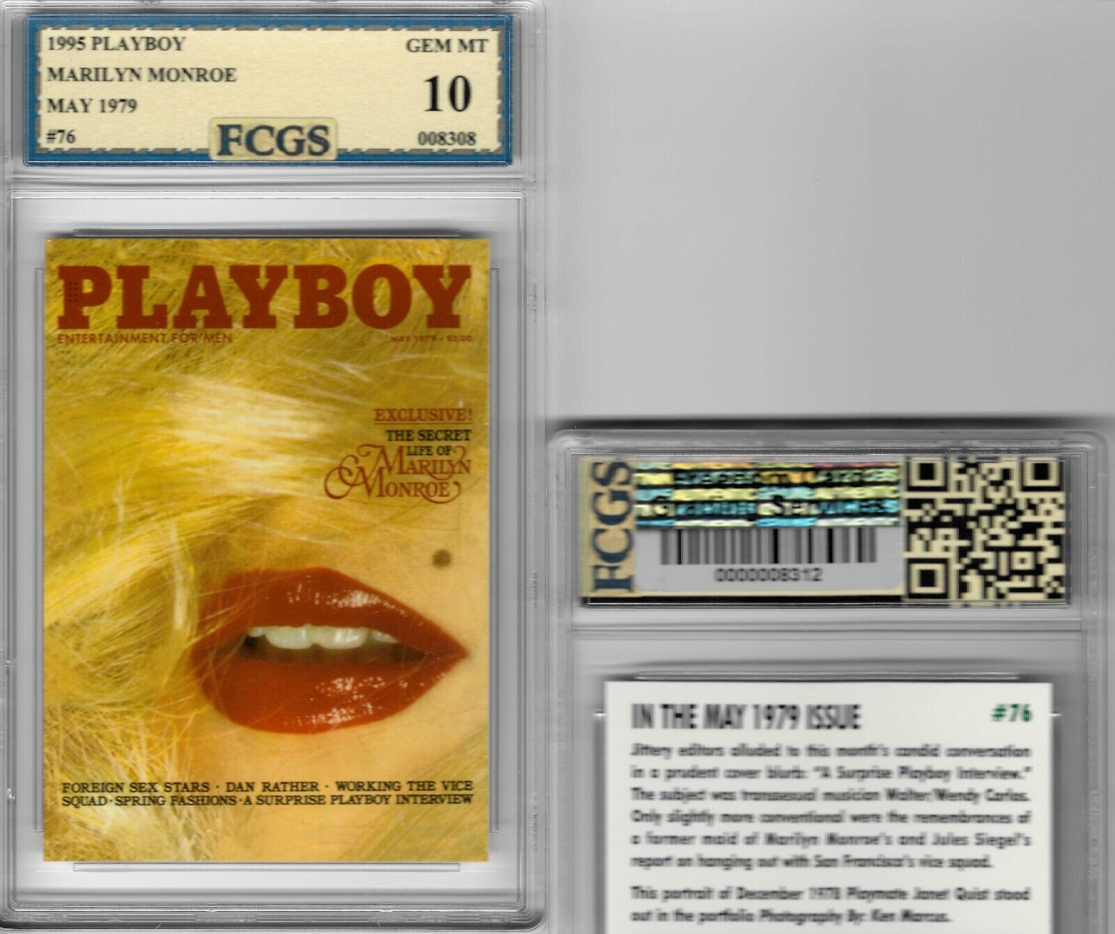 1995 Playboy Marilyn Monroe #76 Graded FCGS 10 GEM MINT