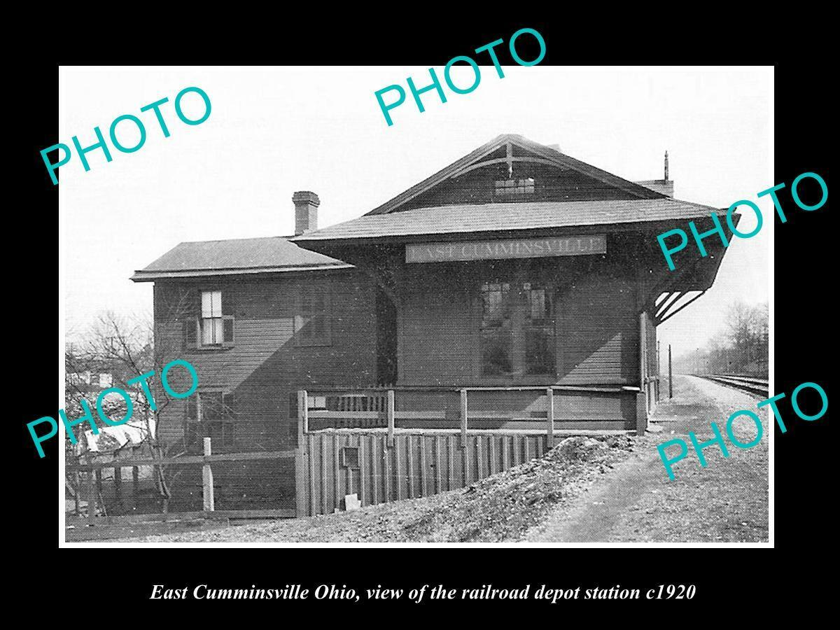 OLD 8x6 HISTORIC PHOTO OF EAST CUMMINSVILLE OHIO THE RAILROAD DEPOT c1920