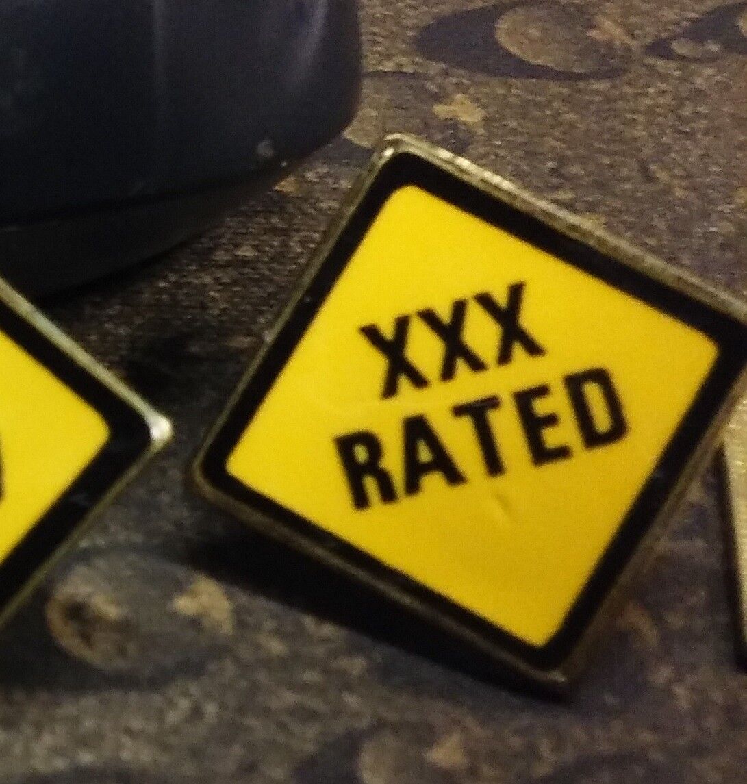 XXX Rated Warning Road Sign Adult Humor pin badge