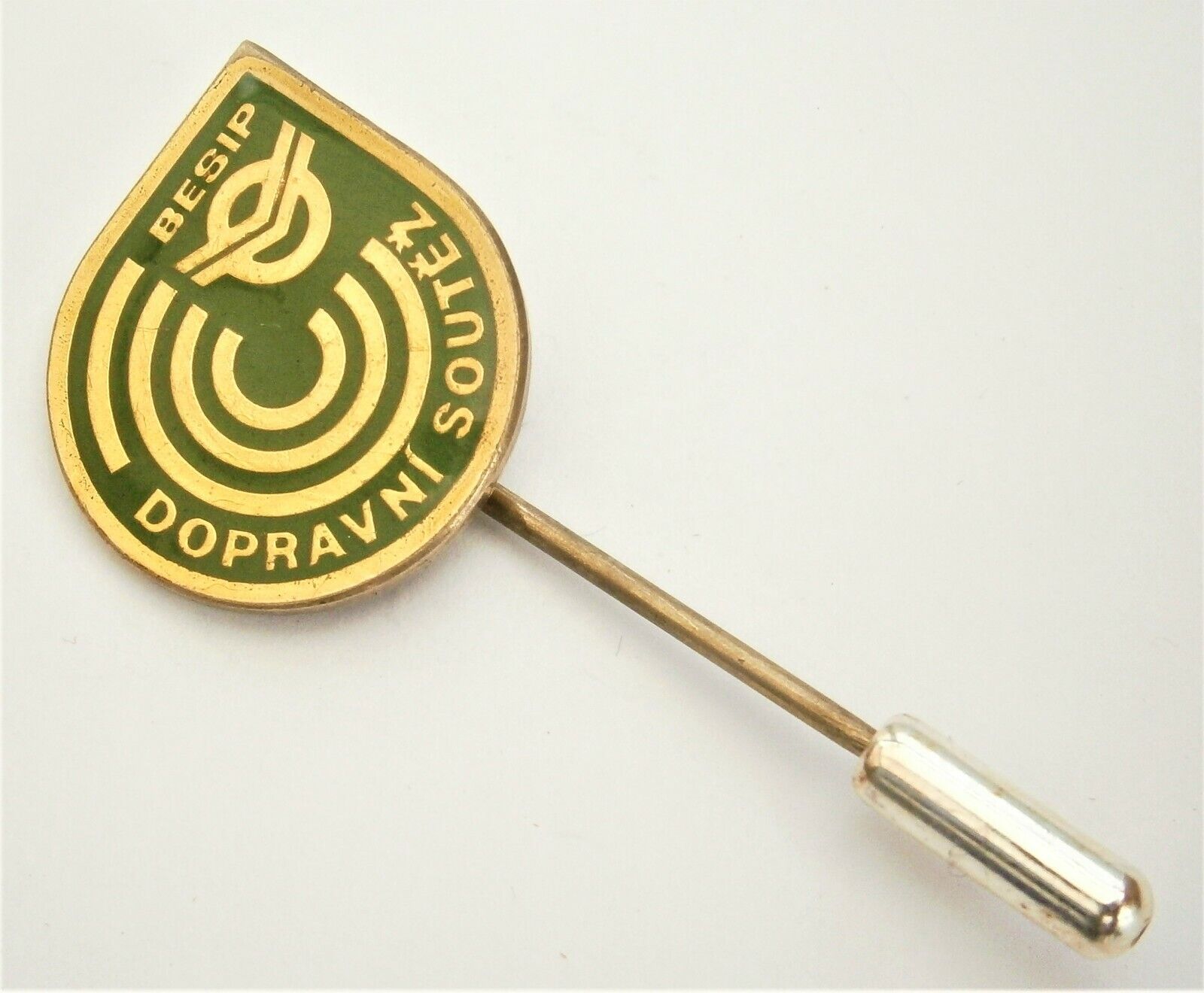 C899) Vintage Enamel Dopravni Soutez Besip Czech Bio engineering lapel pin badge