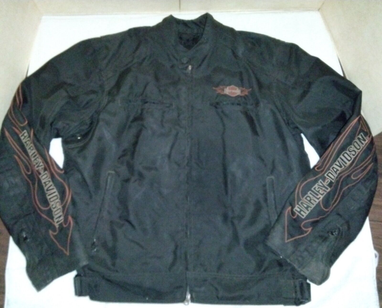 Harley Davidson Ride Ready Textile Jacket Mens Large Flames Graphic Black