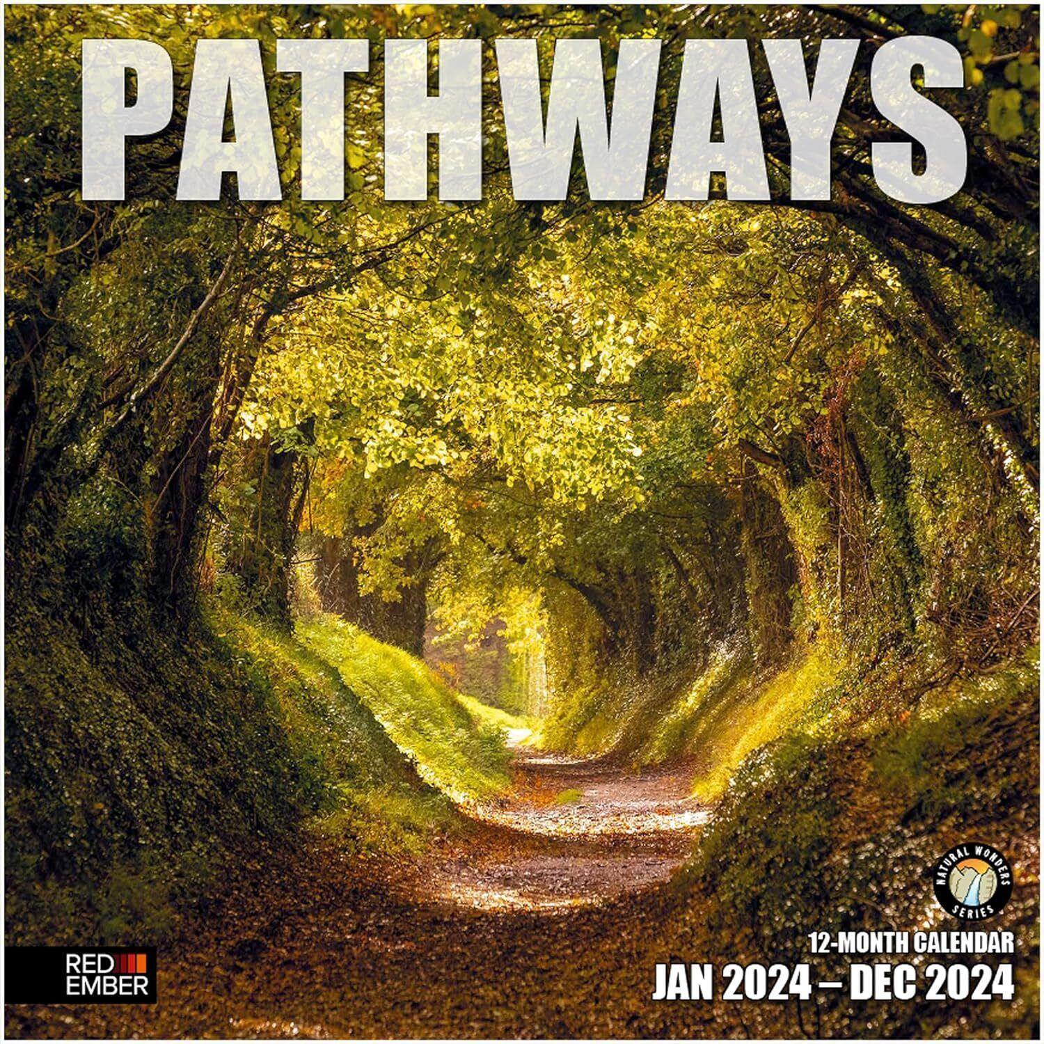 Red Ember Pathways 2024 Hangable Monthly Wall Calendar | 12\