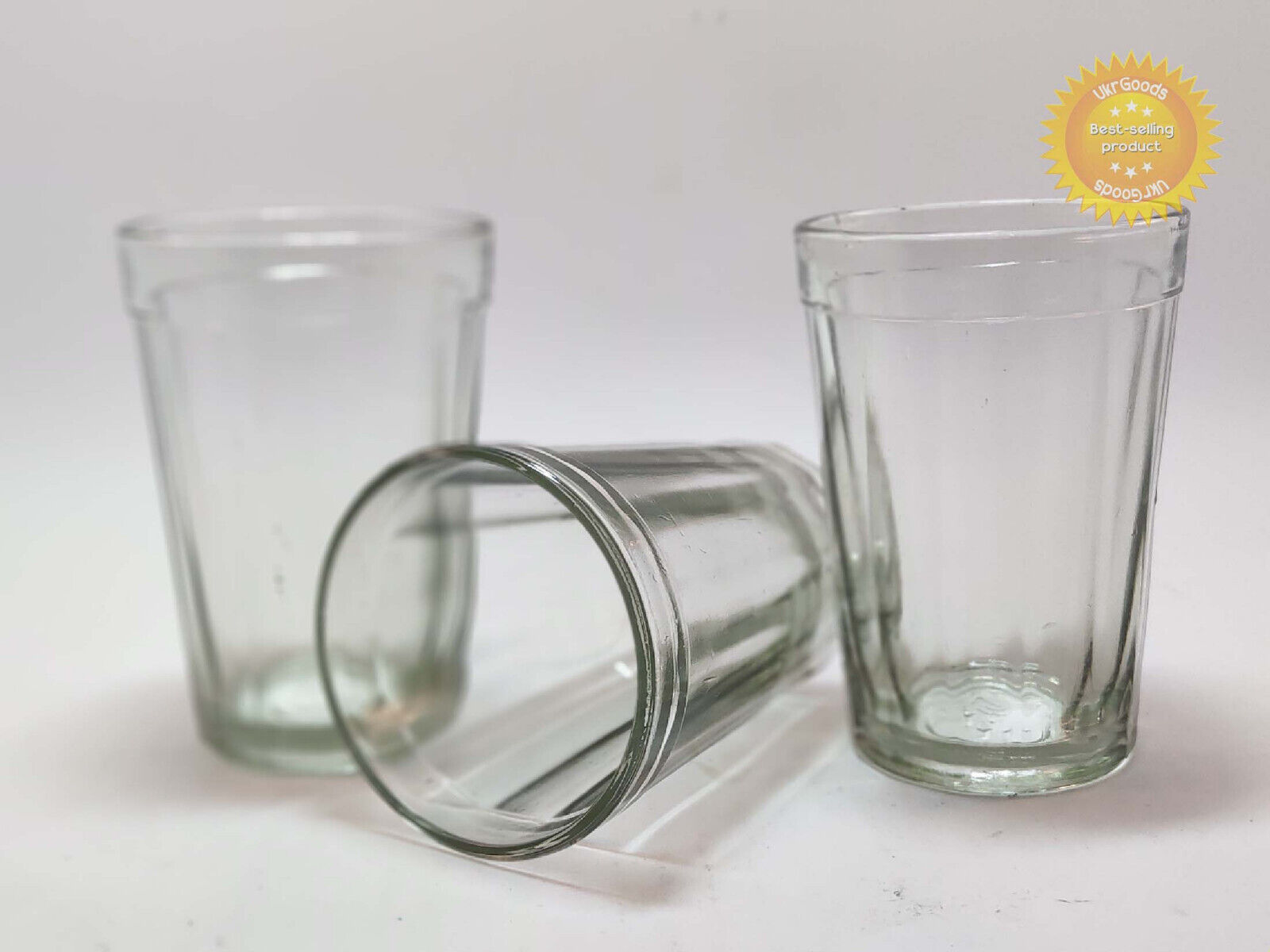 3 pcs Faceted Old USSR Glass Granenny 50-60' years Stakan Soviet Tea Vodka 220ml