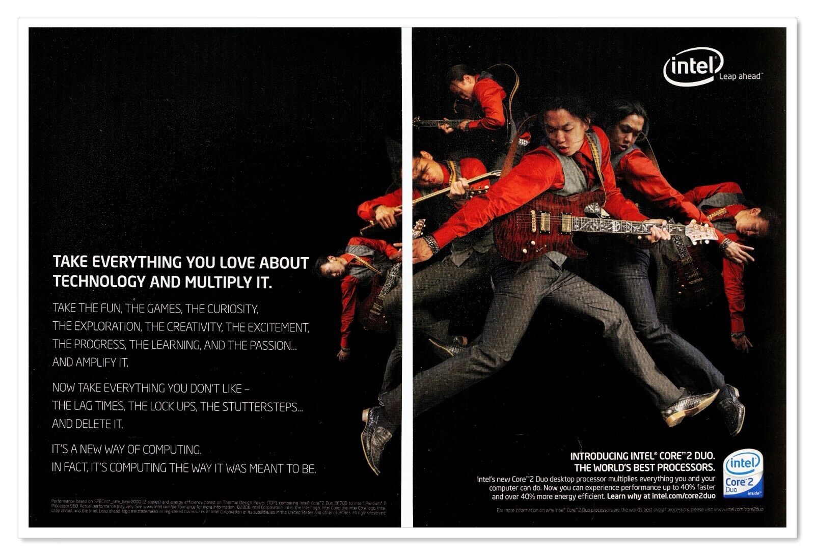 Intel Core 2 Duo Processor Multiply It Guitar 2006 2-Page Print Magazine Ad
