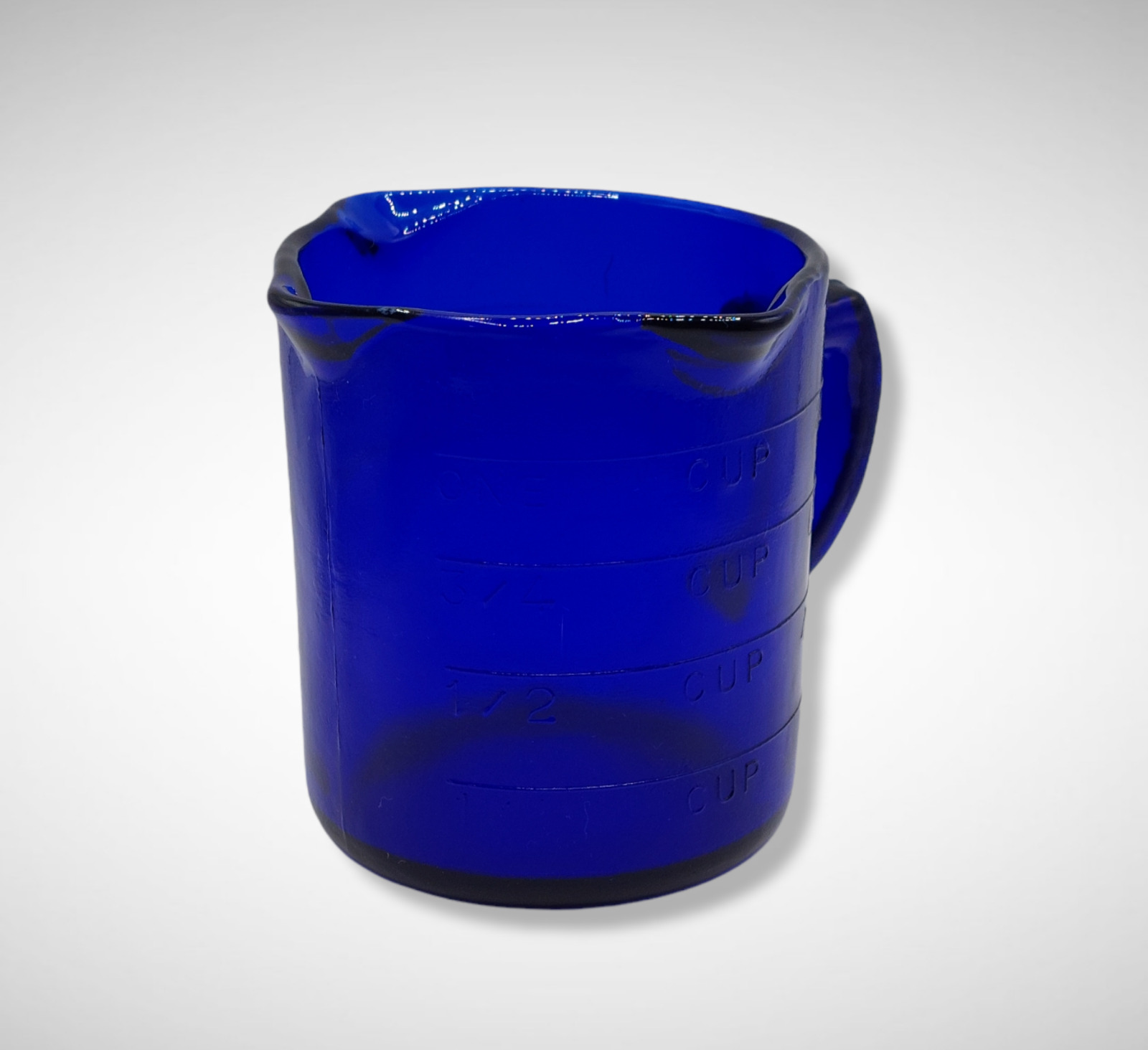 COBALT BLUE DEPRESSION STYLE GLASS 3 SPOUT MEASURING CUP, Vintage, Farmhouse