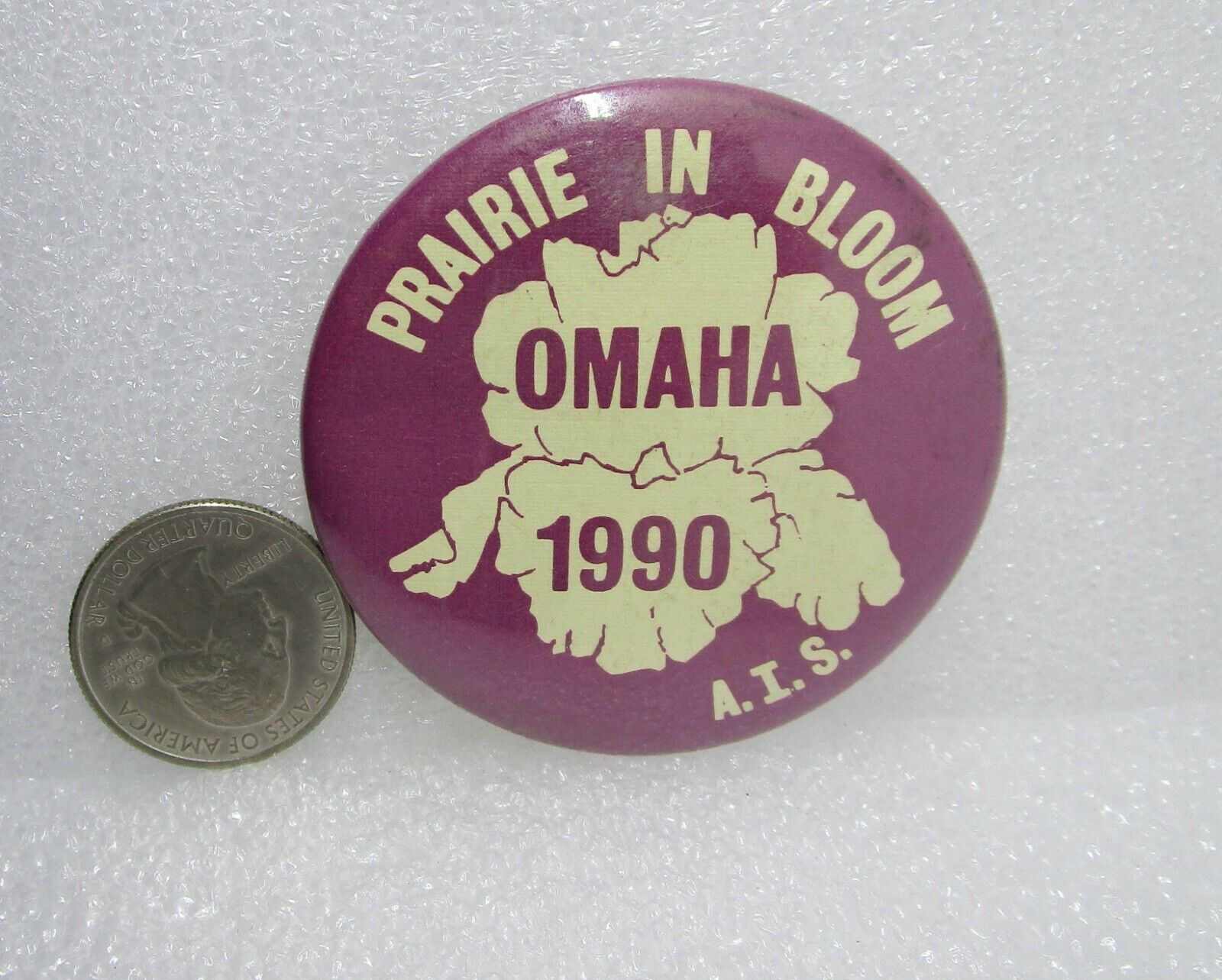 1990 Omaha Prairie In Bloom A.I.S. Button Pin