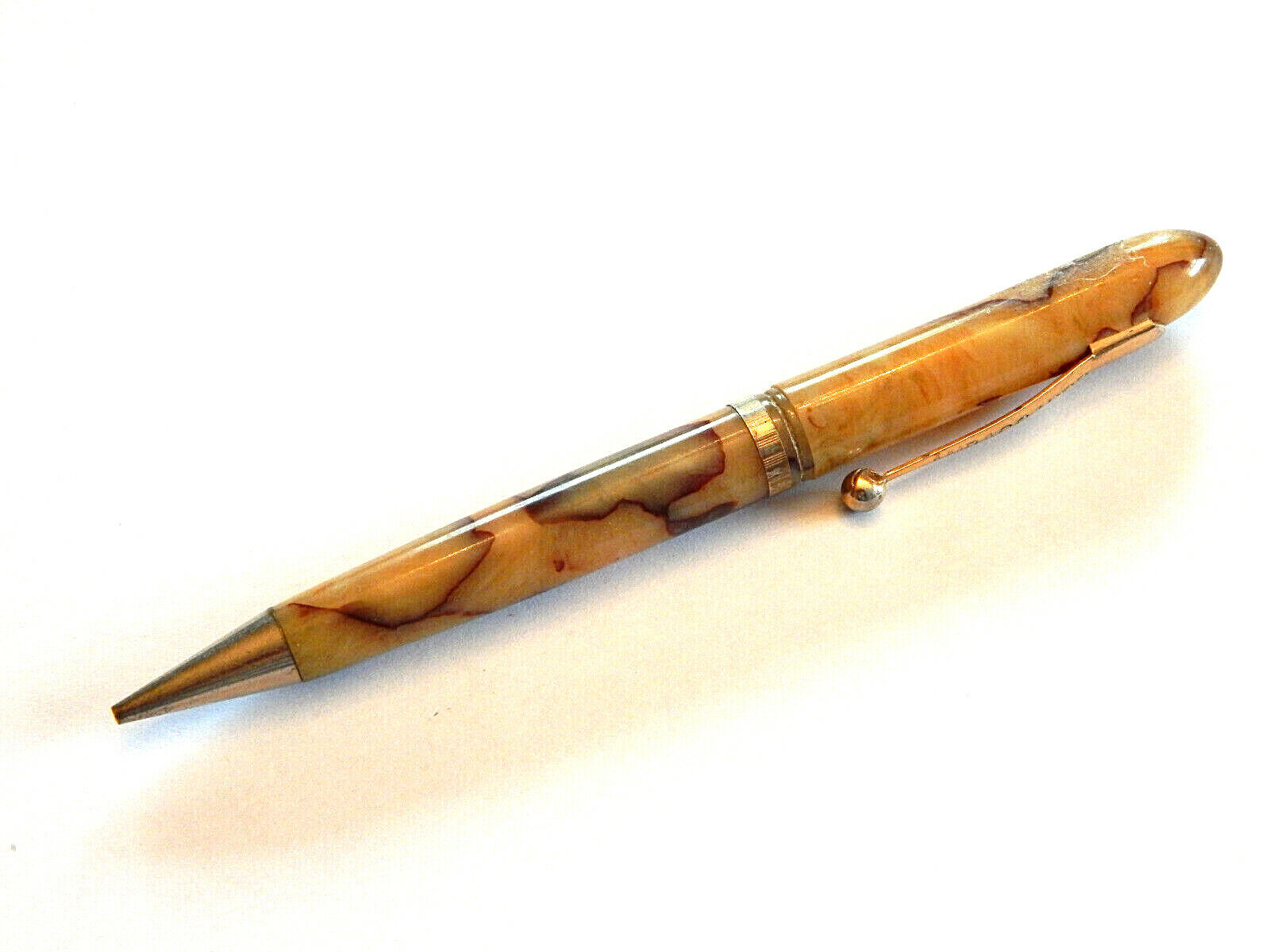 Vintage Ambassador Ballpoint Pen Marbled Gold and Brown NOT WORKING READ