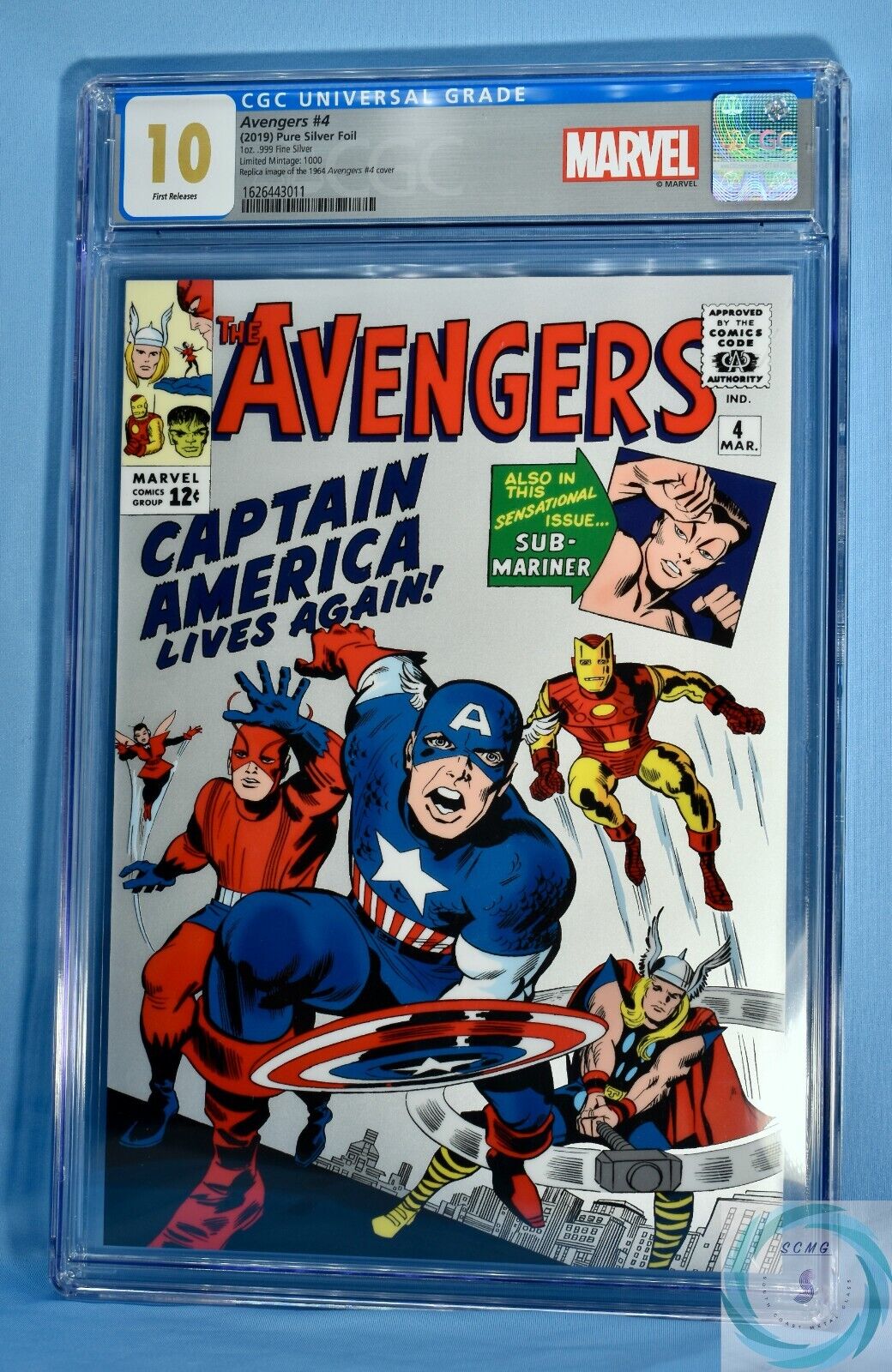 Marvel Avengers #4 1oz .999 Silver Foil CGC 10 FR w/Tin
