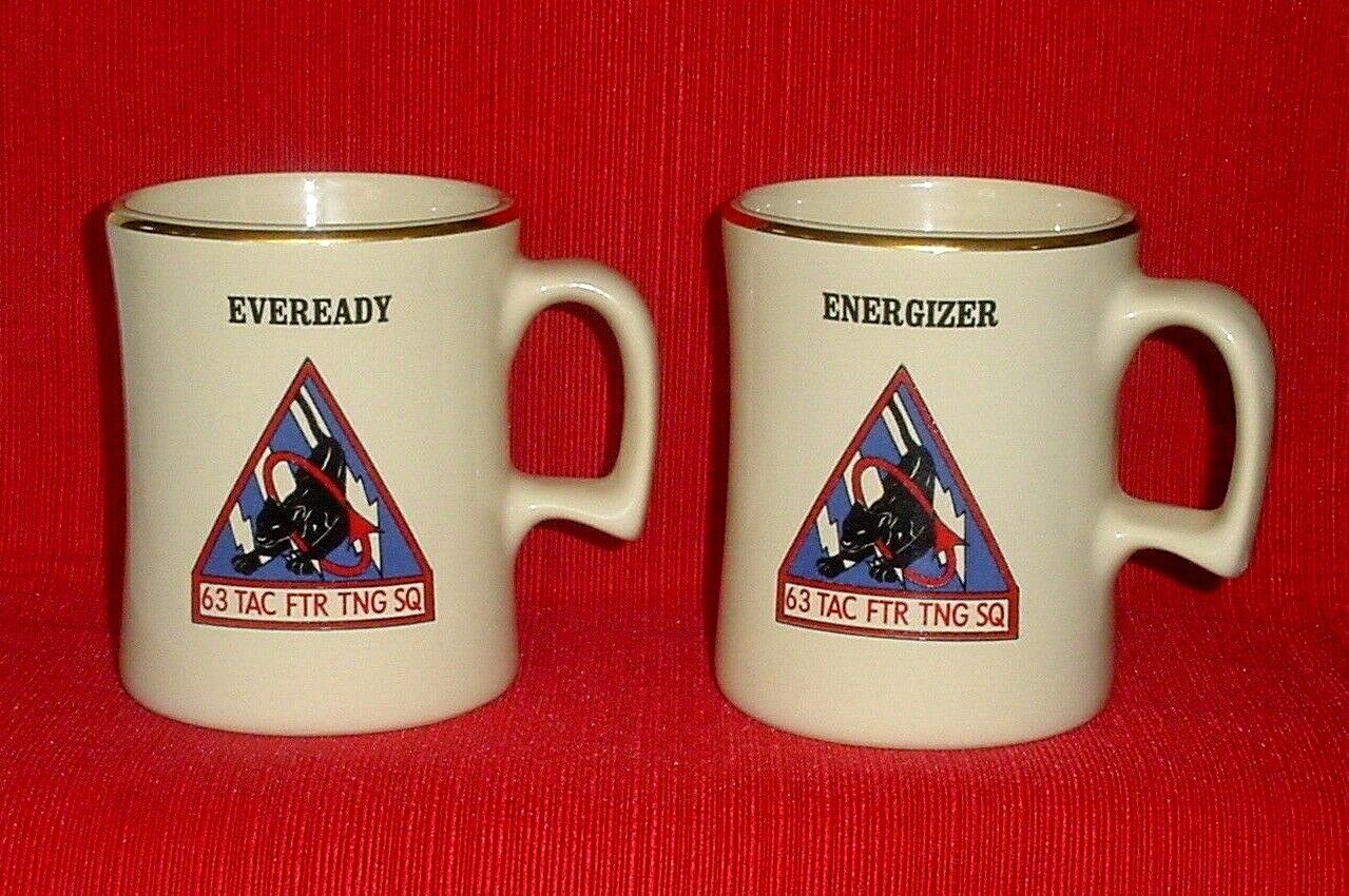 2 F-16 Air Force Mugs 63rd Fighter Squadron 63 TAC FTR TNG SQ ENERGIZER EVEREADY