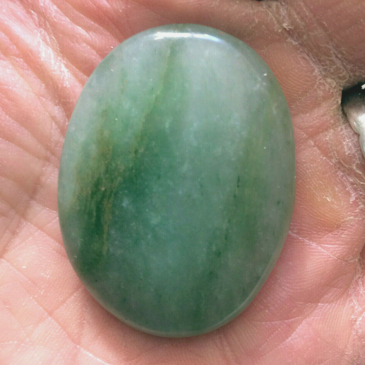 Natural Jade Palm Stone Green Rock Crystal Healing Reiki Polished Worry Stone