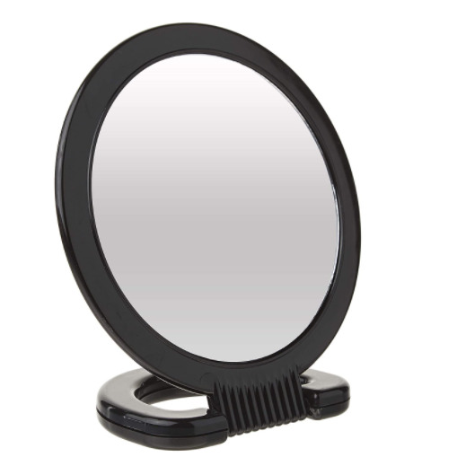 Plastic Handheld Mirror – Magnifying 2-Sided Vanity Mirror with Folding Circle 