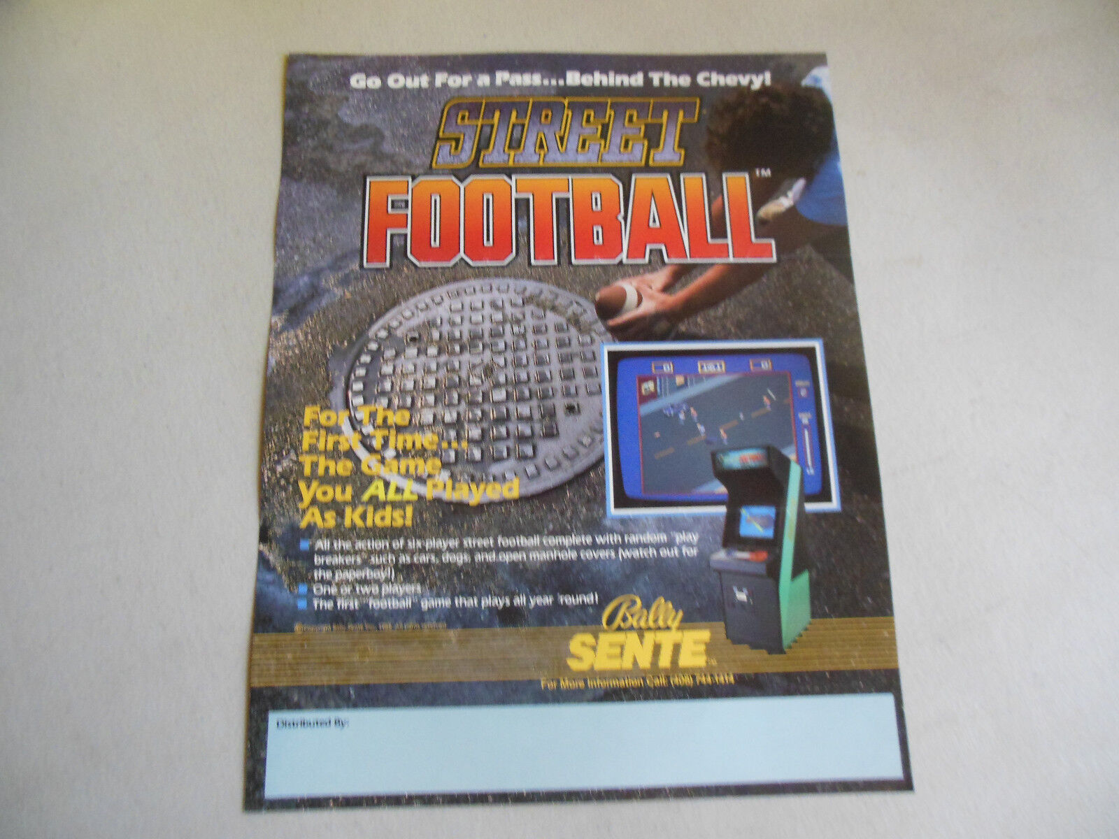 STREET FOOTBALL  folded   ARCADE video GAME  FLYER    CFA