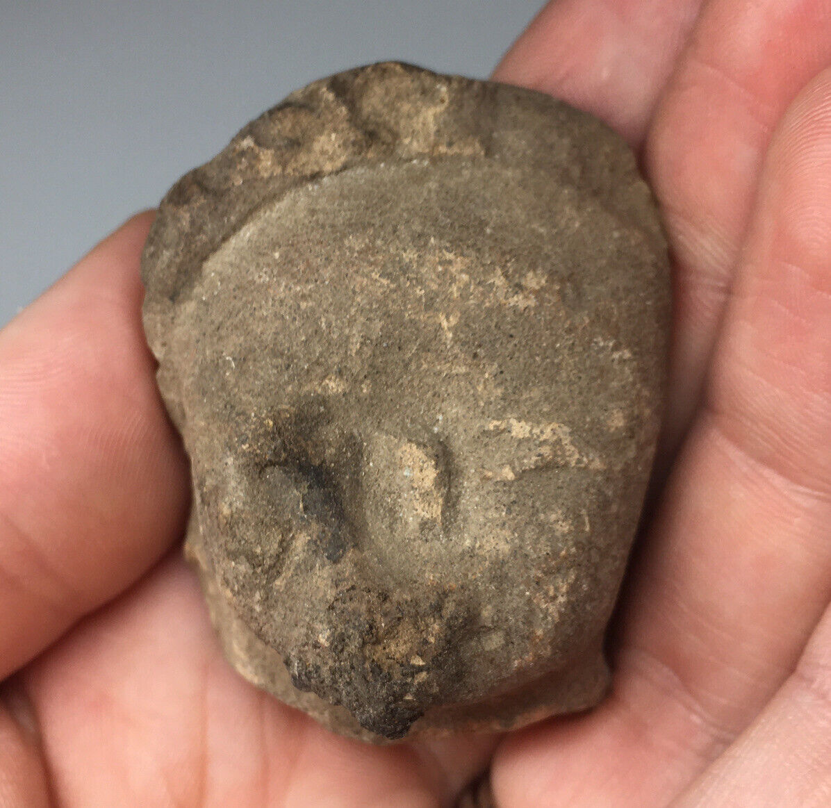 EARLY Pre-Columbian Terracotta Pottery Human's Head Ritual Fragment Ancient 