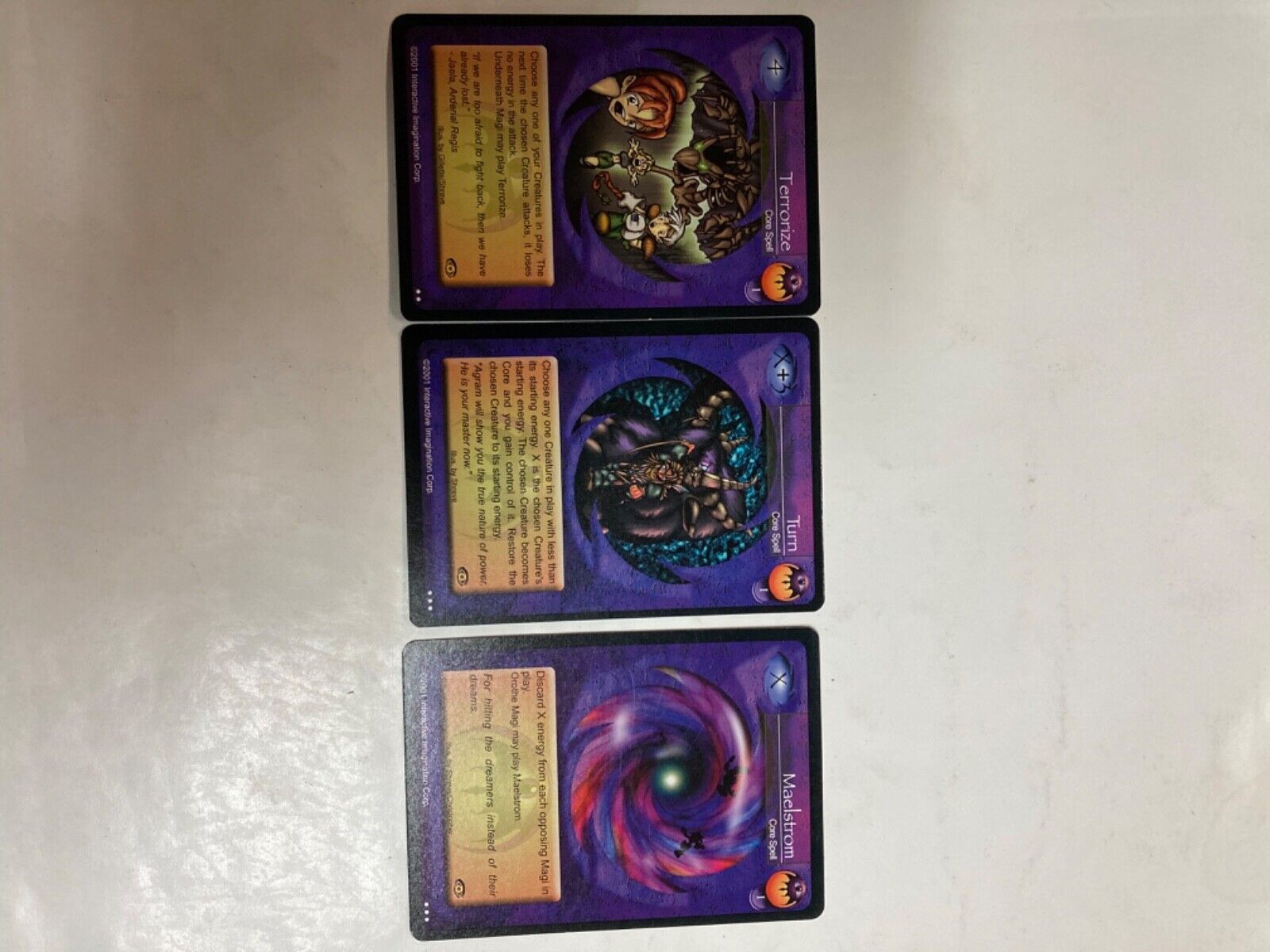 8 different 2001 Magi nation 1st edition core spell Paranoia turn terrorize