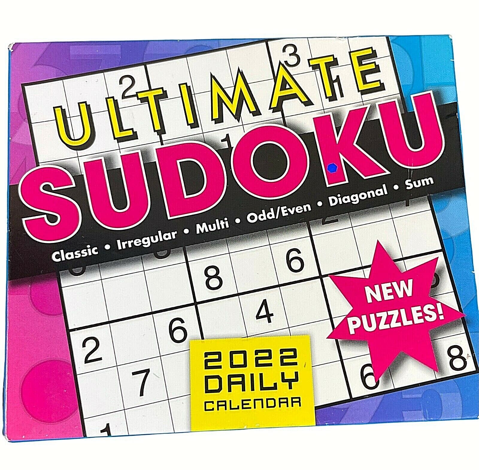 New Sealed Ultimate Sudoku Daily 2022 Puzzle Calendar Gift w/ Solutions on Back