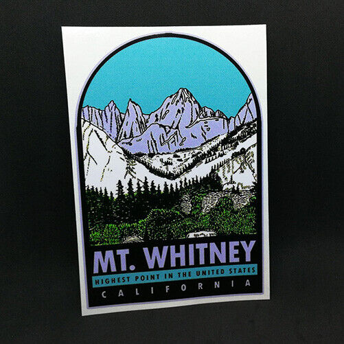 Mt. Whitney California Decal, Vintage Style Vinyl Sticker, Luggage Label
