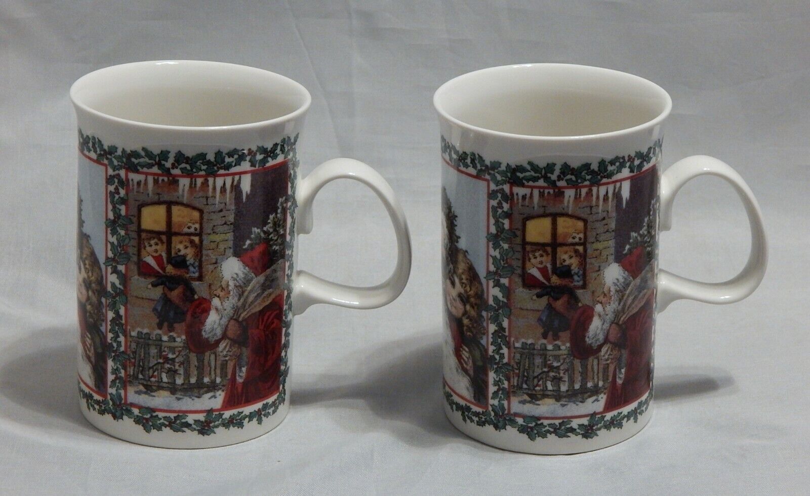 Dunoon England Pair of Merry Christmas Mugs Dickens