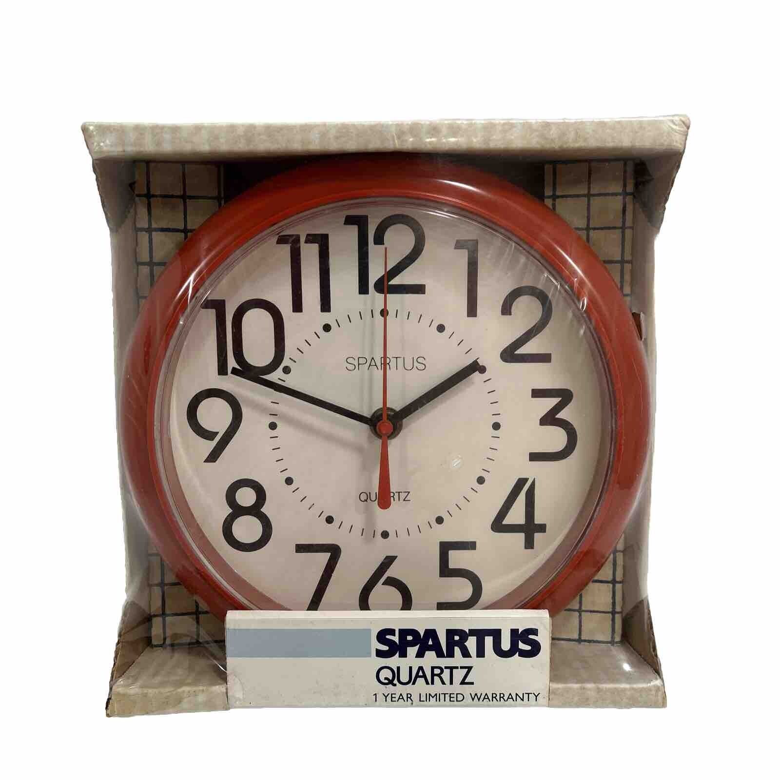 Vintage 1980’s Spartus Wall Clock Round Analog Rare Red Color USA New/Sealed