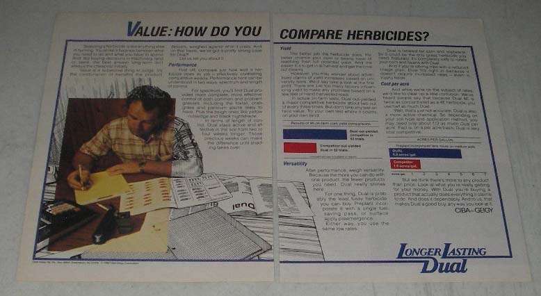 1984 Ciba-Geigy Dual Ad - Compare Herbicides