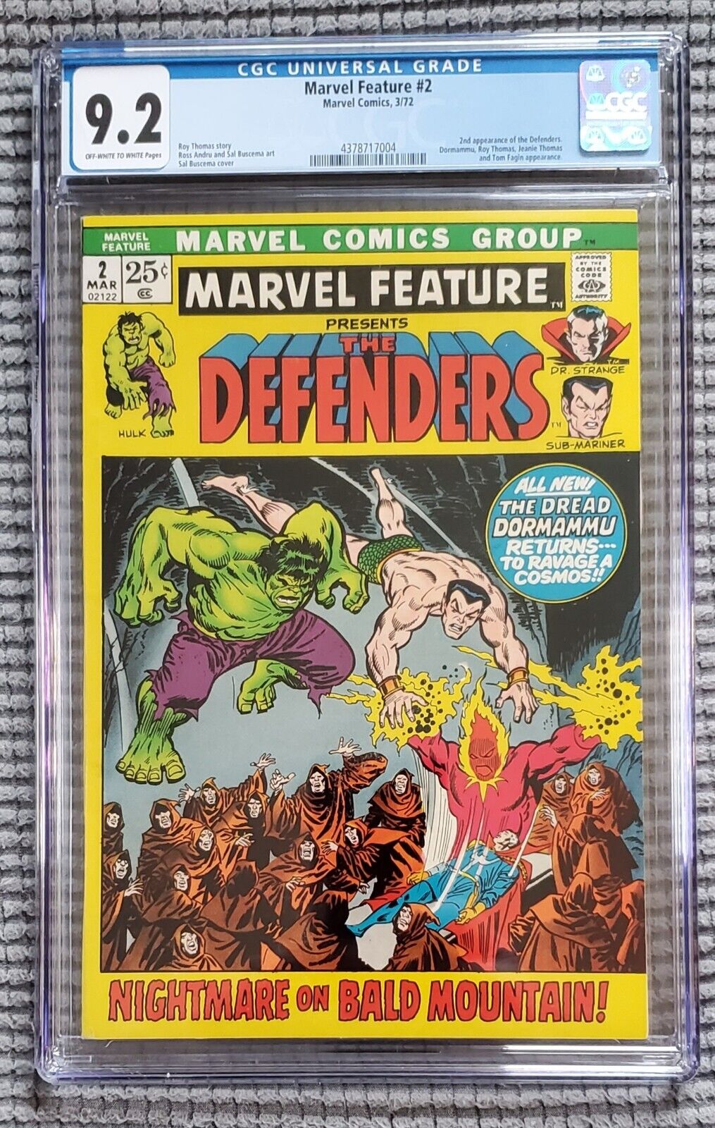 Marvel Feature #2 CGC 9.2 2nd Defenders Dormammu Story Beautiful Copy 1972 NM-