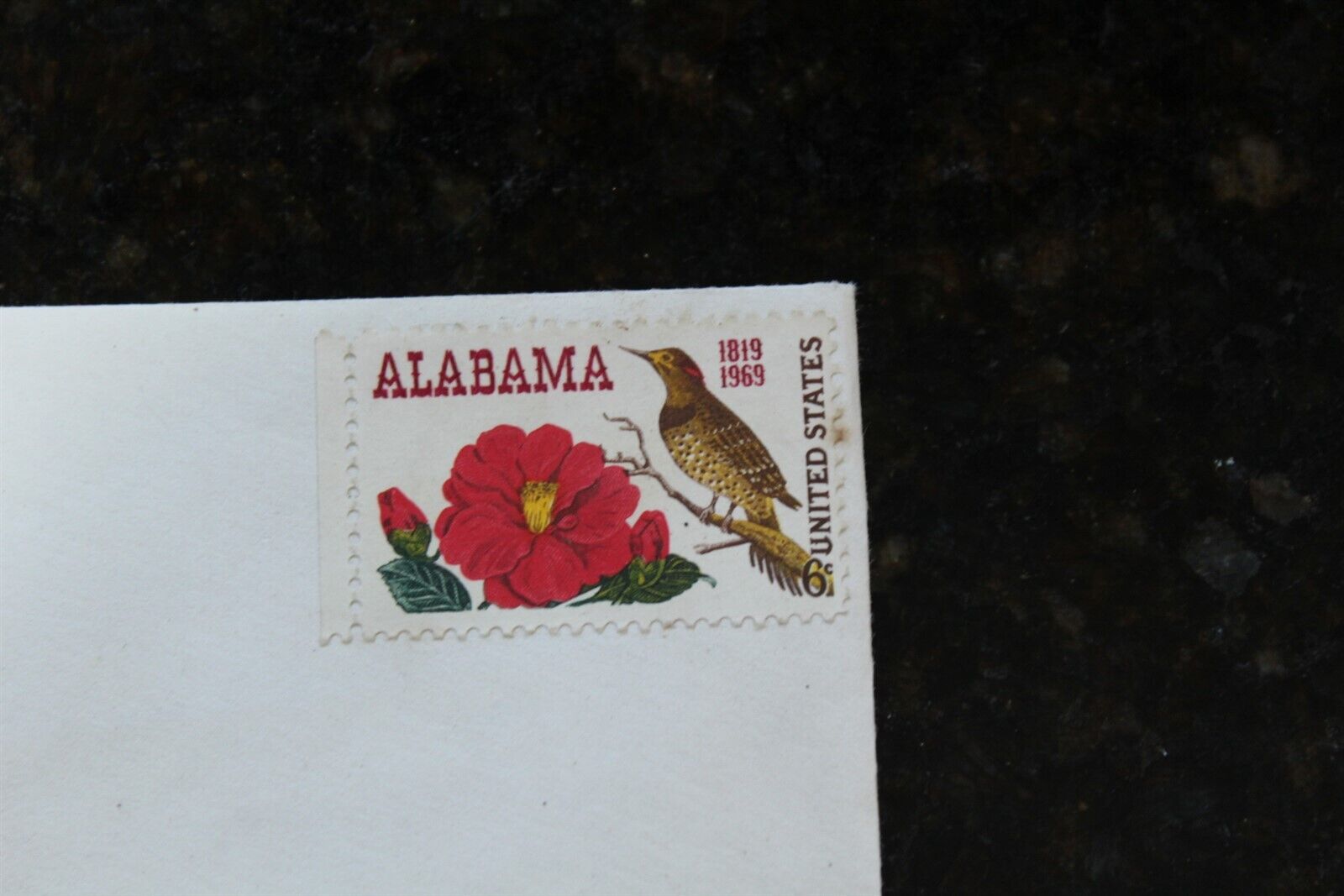 Vintage 1969 Alabama US Postage Stamp On Unused Envelope - Bird Flower