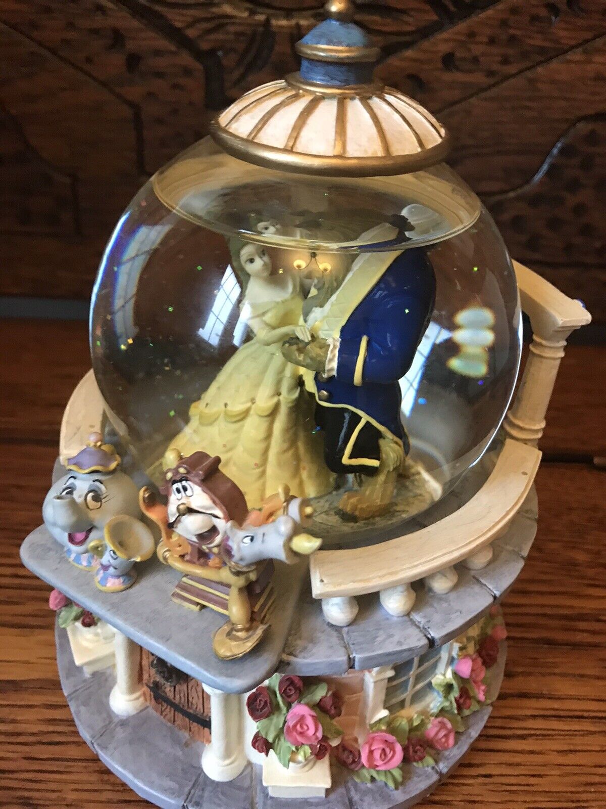 Disney Beauty And The Beast Large  Snow globe with Original Box And Packaging