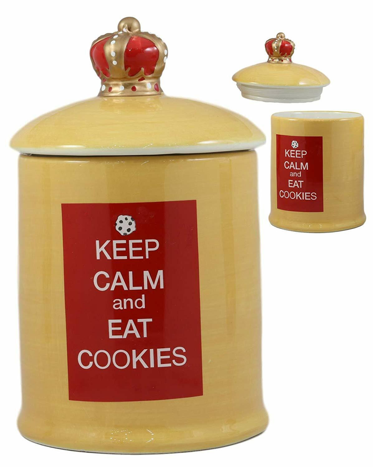 A Royal Treat Keep Calm And Eat Cookies Ceramic Cookie Jar With Air Tight Lid