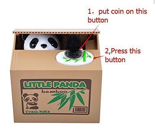 Automated Itazura Stealing Panda Coins Piggy Bank Money Saving Box Case Gift