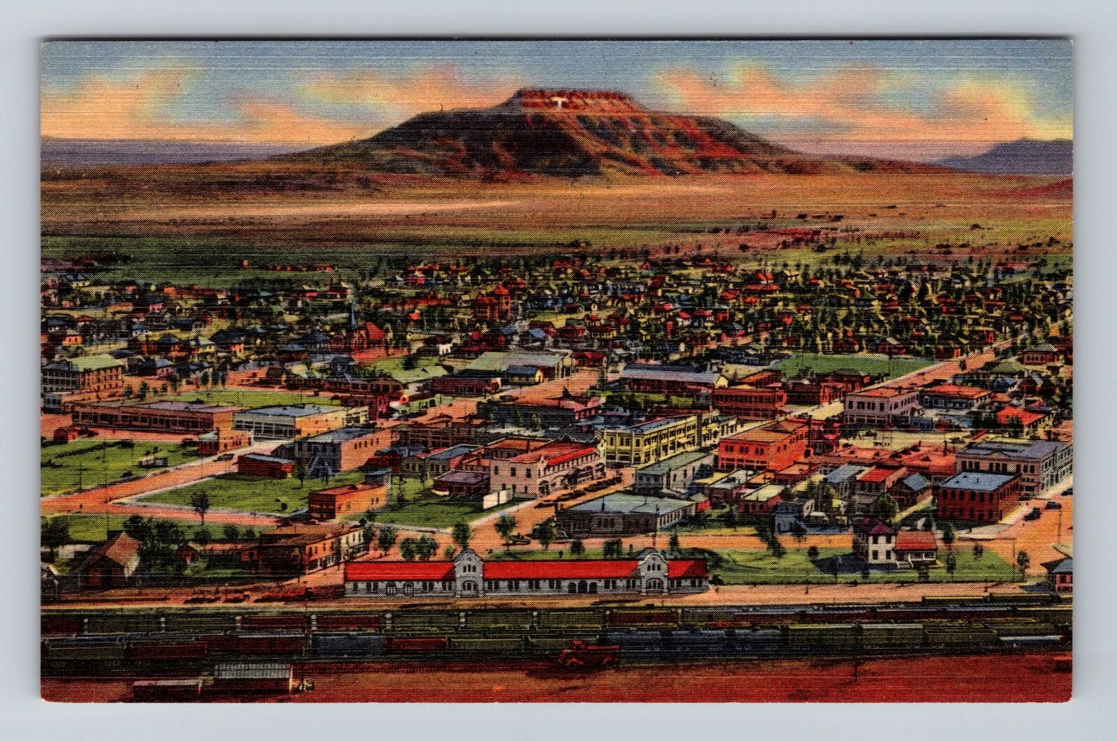 Tucumcari NM- New Mexico, Aerial Of Town Area, Antique, Vintage Postcard