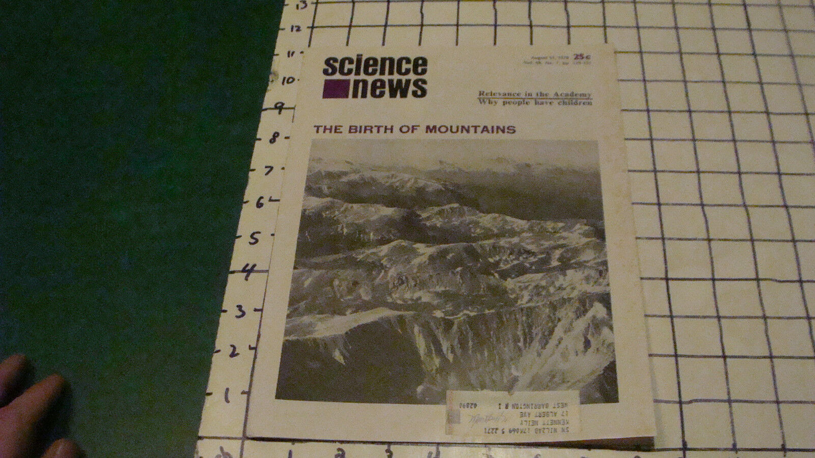 SCIENCE NEWS august 15, 1970 THE BIRTH OF MOUNTAINS, aprox 20 pages  SPOTTY
