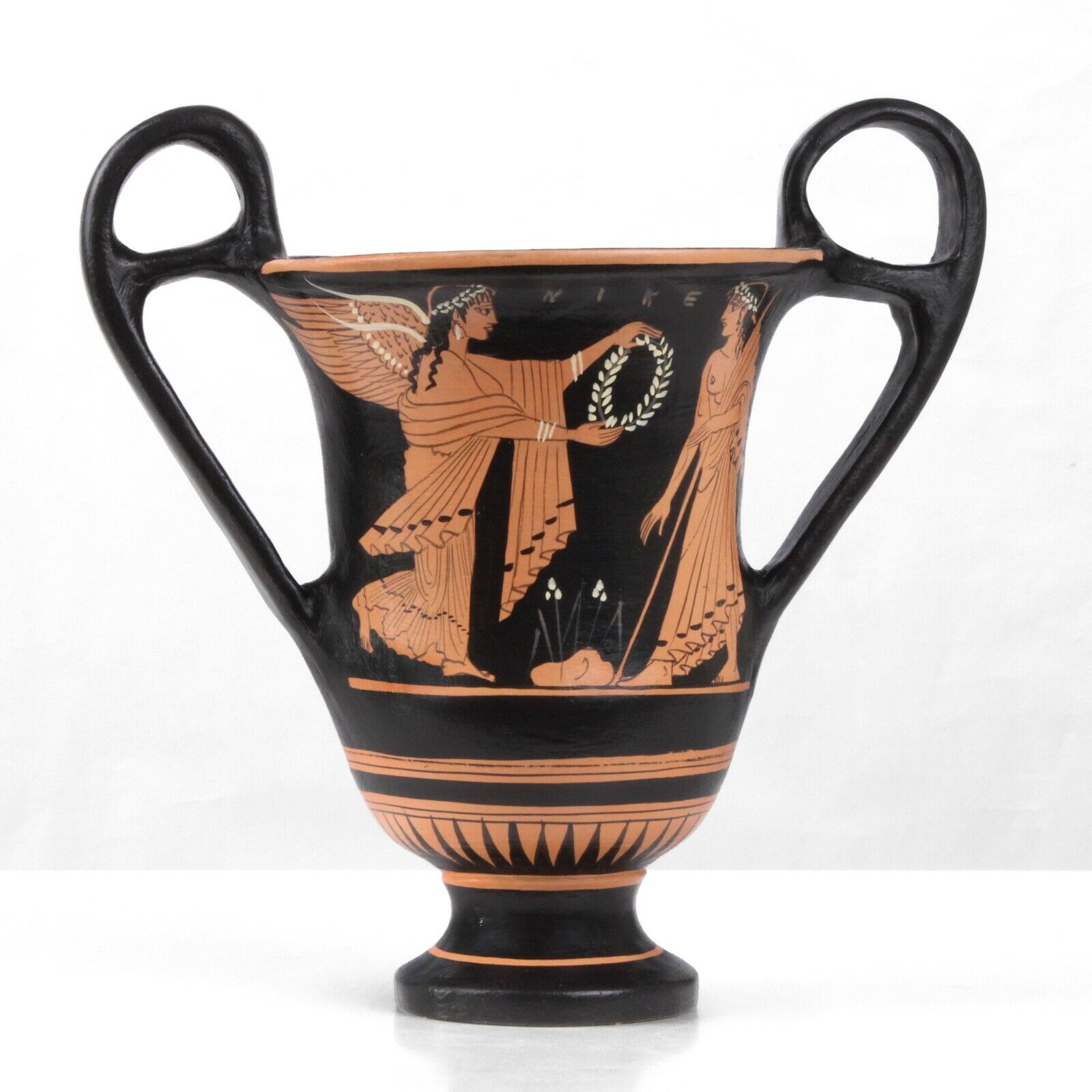 Ancient Greek Museum Replica - Red-Figure Vase with Nike and Zeus Pottery Greece