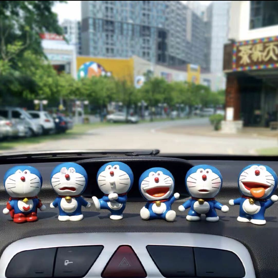6Pcs/Set Anime Doraemon Expressions Figures Kawaii Car Decorations Home Decor