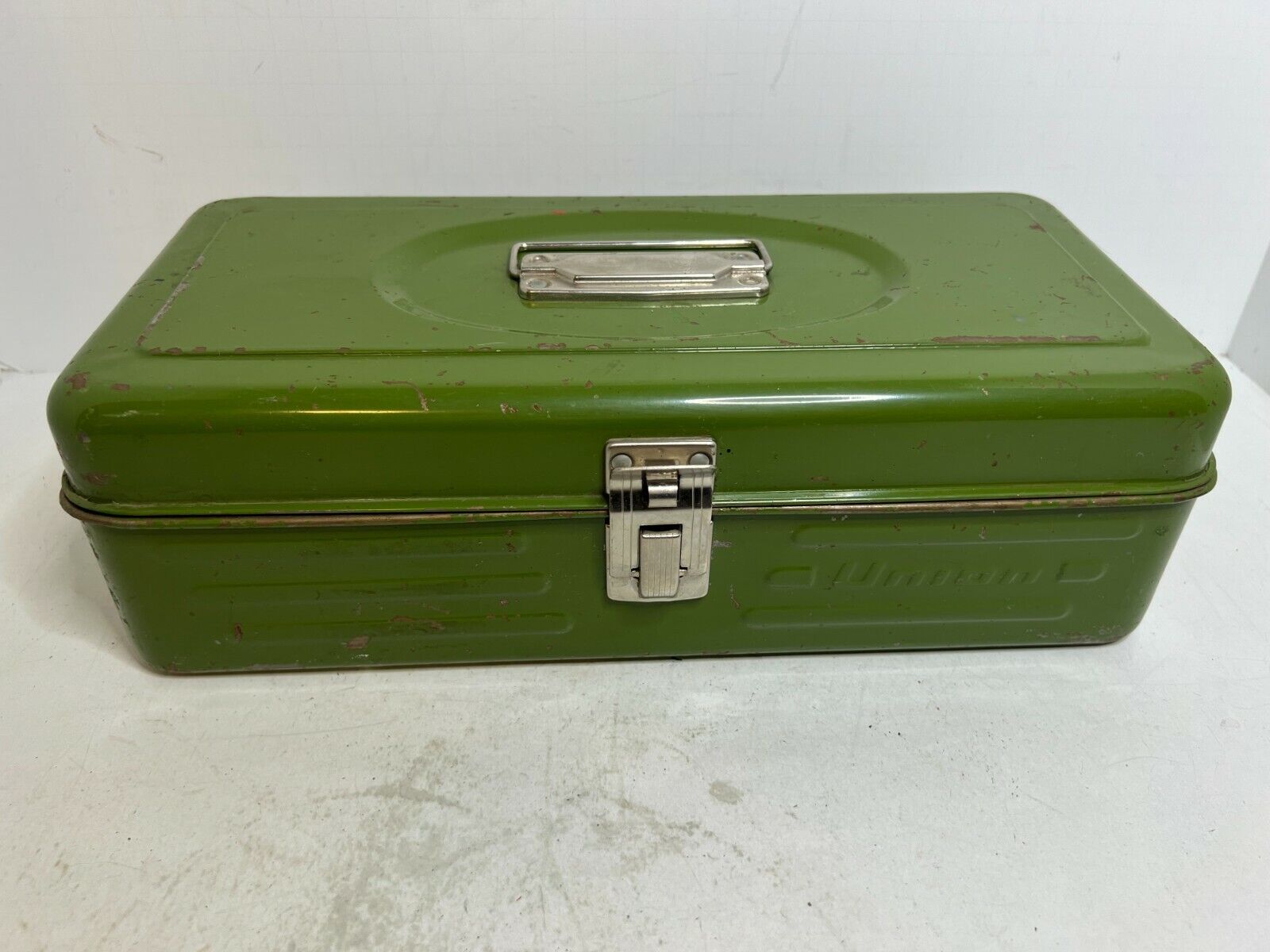 Vintage Union Steel Green Metal Tool / Utility / Fishing tackle Box