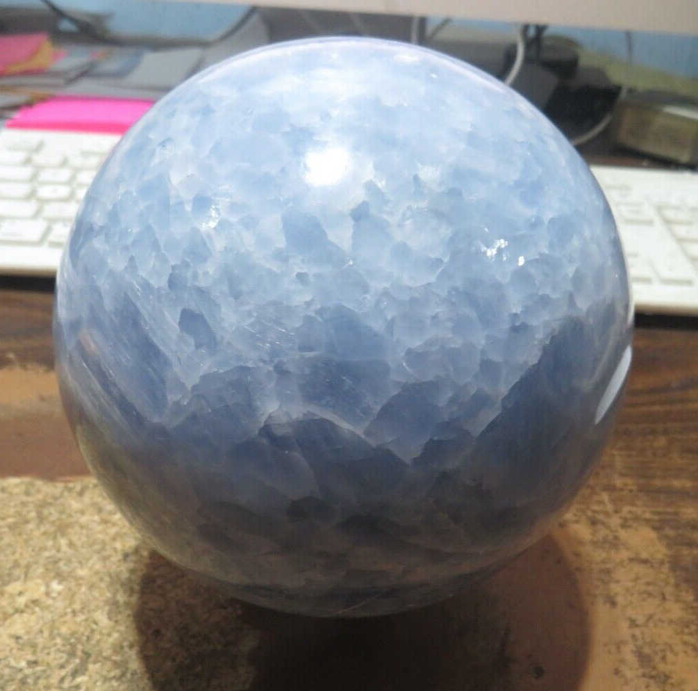 4.8 LB.Natural BLUE CALCITE sphere Crystal Ball Mineral specimen Healing std
