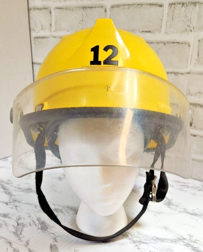VTG Fire Fighter Helmet Bullard Fireman 1986 Face Shield 80s #12 Yellow FH2100
