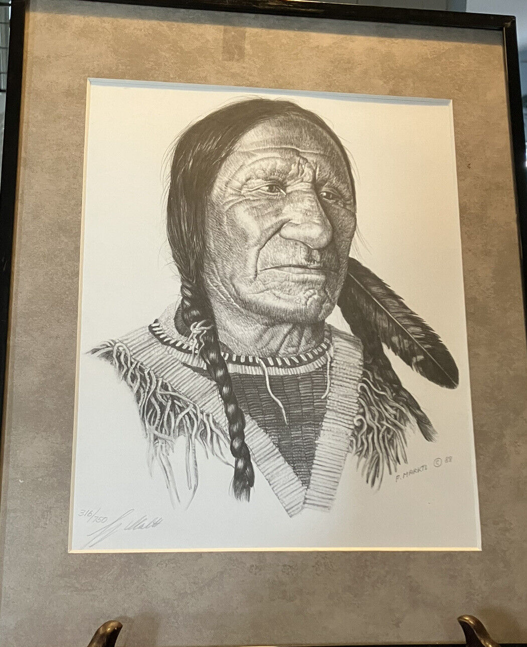 1988 Native American Art F. Marktl Reiss.  Ltd. 316/750 8”x10”. Frame 11”x14” #1