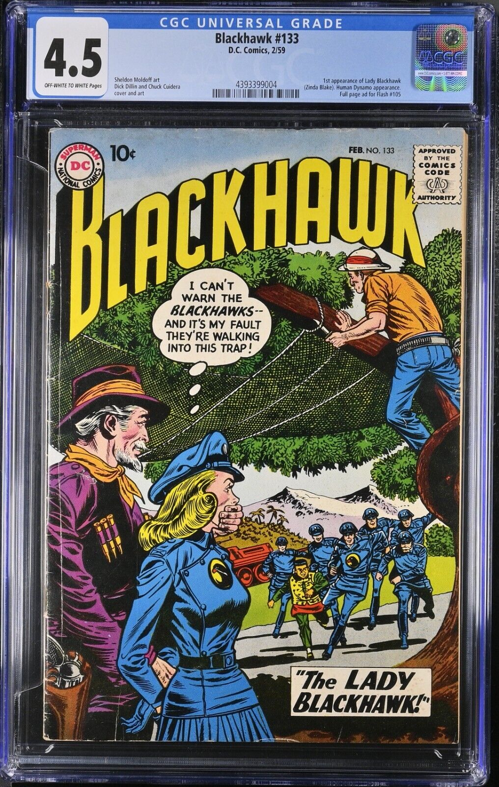 BLACKHAWK  #133 CGC 4.5    DC  Comics   1st app. Lady Blackhawk  1959  Comic