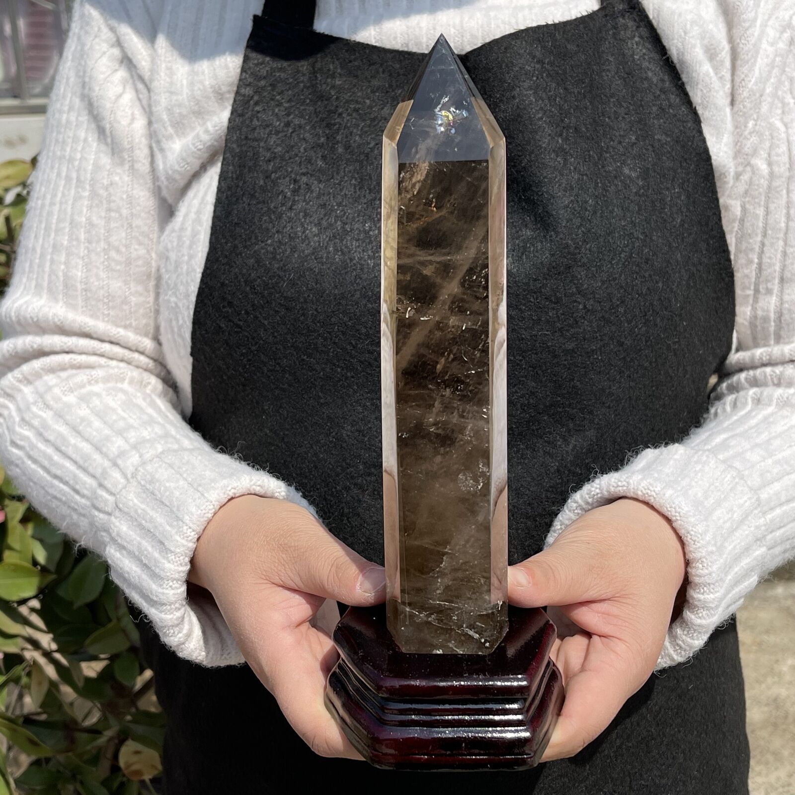 All 1.69LB Natural Smoky quartz obelisk crystal wand tower point healing G3892