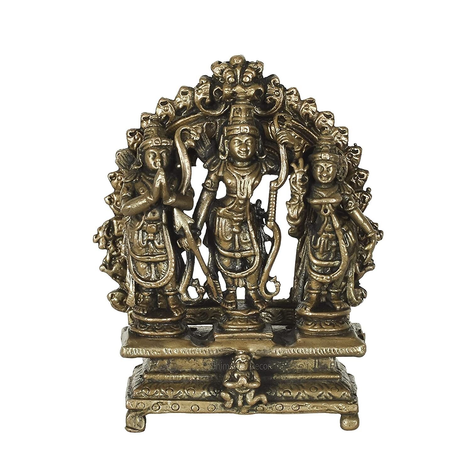 Copper Handmade Ram Darbar Sita Lakshman Hanuman Idol Handicraft Statue Murti