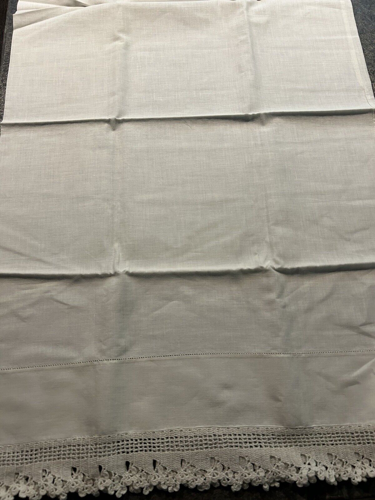 Set Of 2 Vintage White Cotton Pillowcases with Beautiful Crochet Trim 24” X 46”
