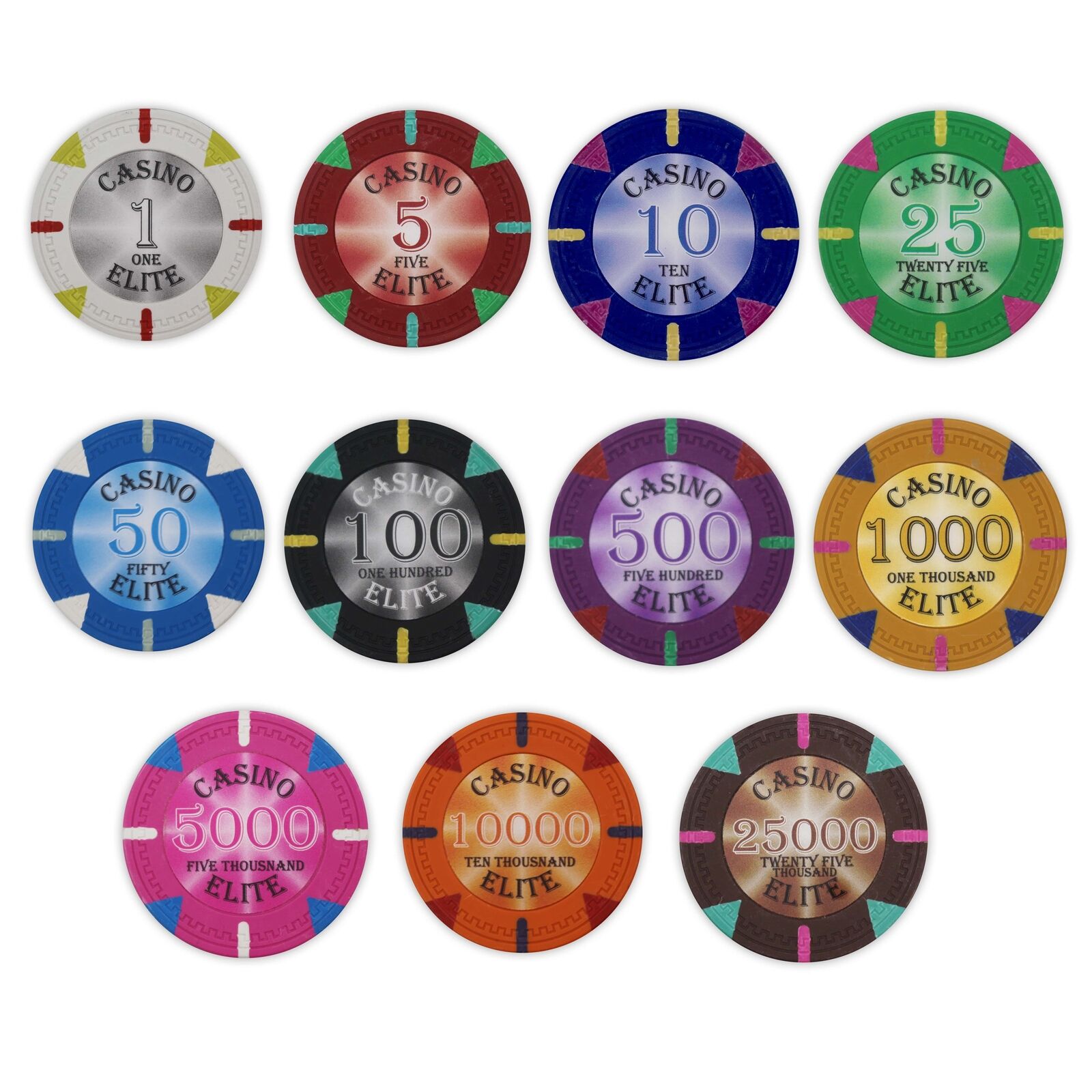 200 Casino Elite Clay Poker Chips - 14 Gram - Pick Your Denominations