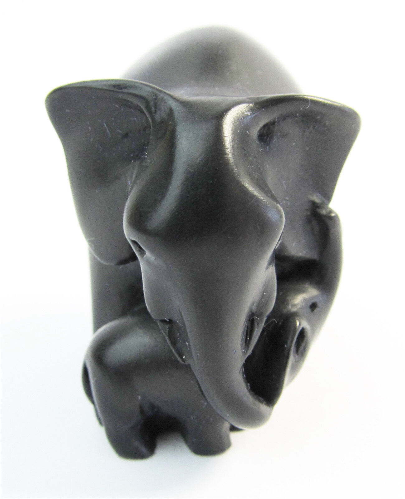 Quintessence (UK) Miniature Elephant with Baby Stone Resin Figurine BLACK