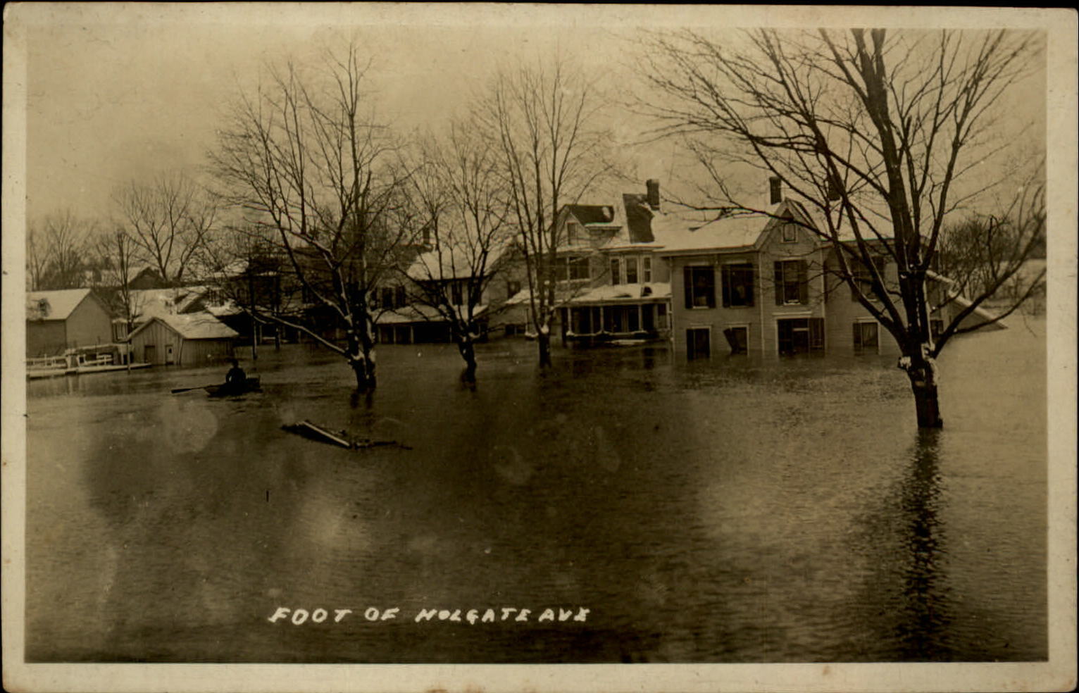 RPPC Defiance Ohio flood 1913 foot of Holgate Avenue real photo postcard
