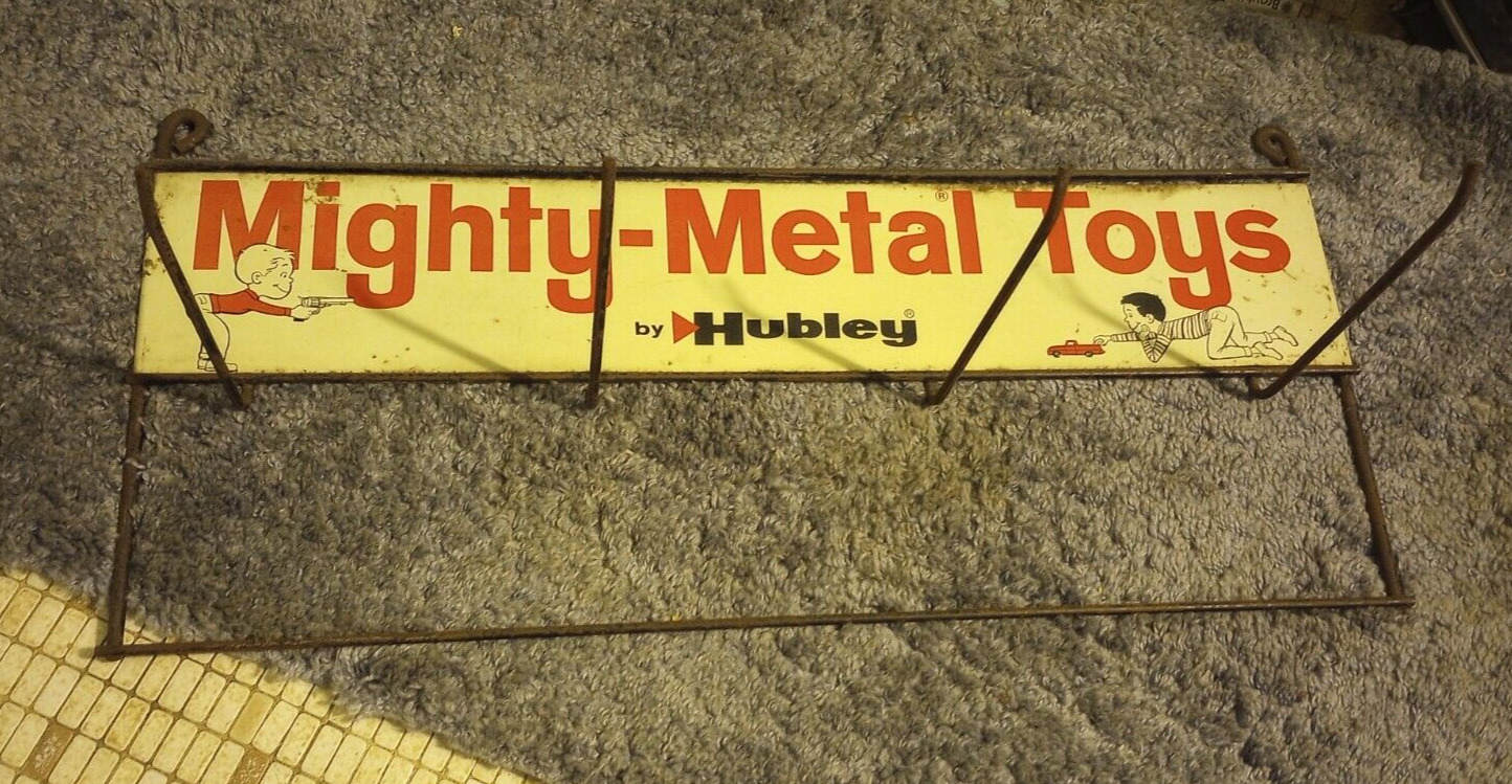 RARE 1940'S HUBLEY METAL TOYS DISPLAY SIGN. VERY CLEAN SIGN 