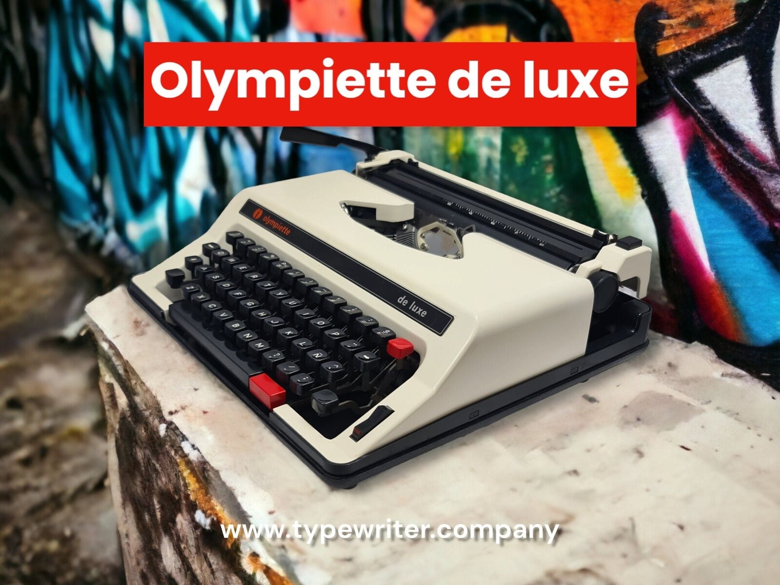 Olympiette Deluxe White, Manual Vintage Portable Typewriter, Professionally